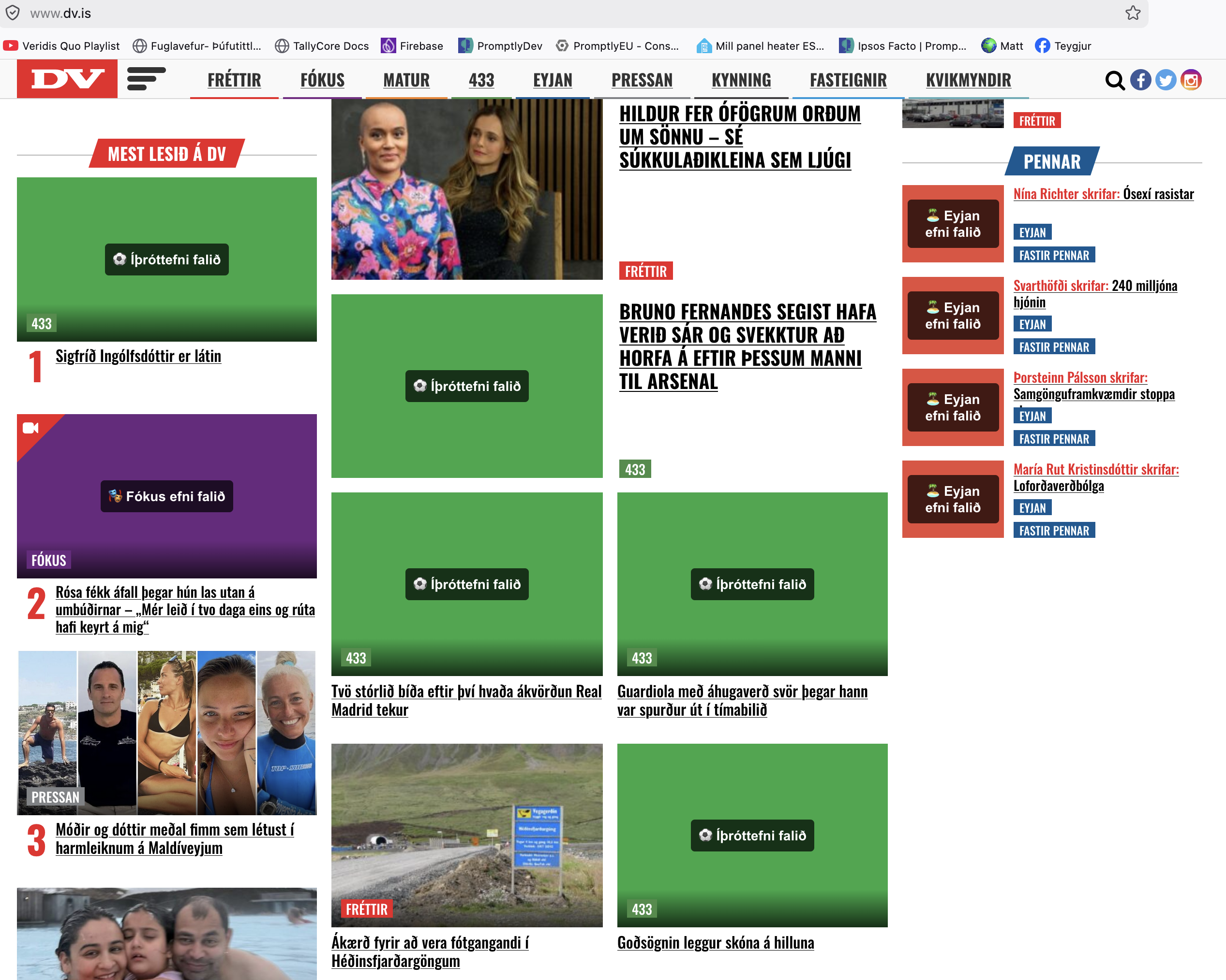 DV síða með feldum efni